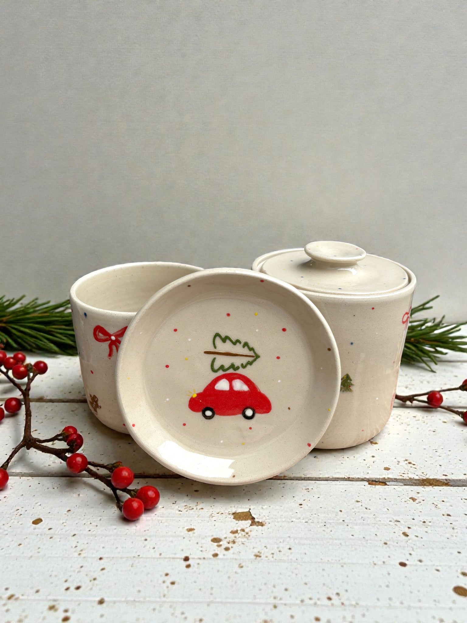 Handgemachte Keramikteller - Holiday Car Ride