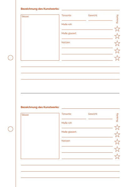 Glasurentagebuch - Karten zum Abheften
