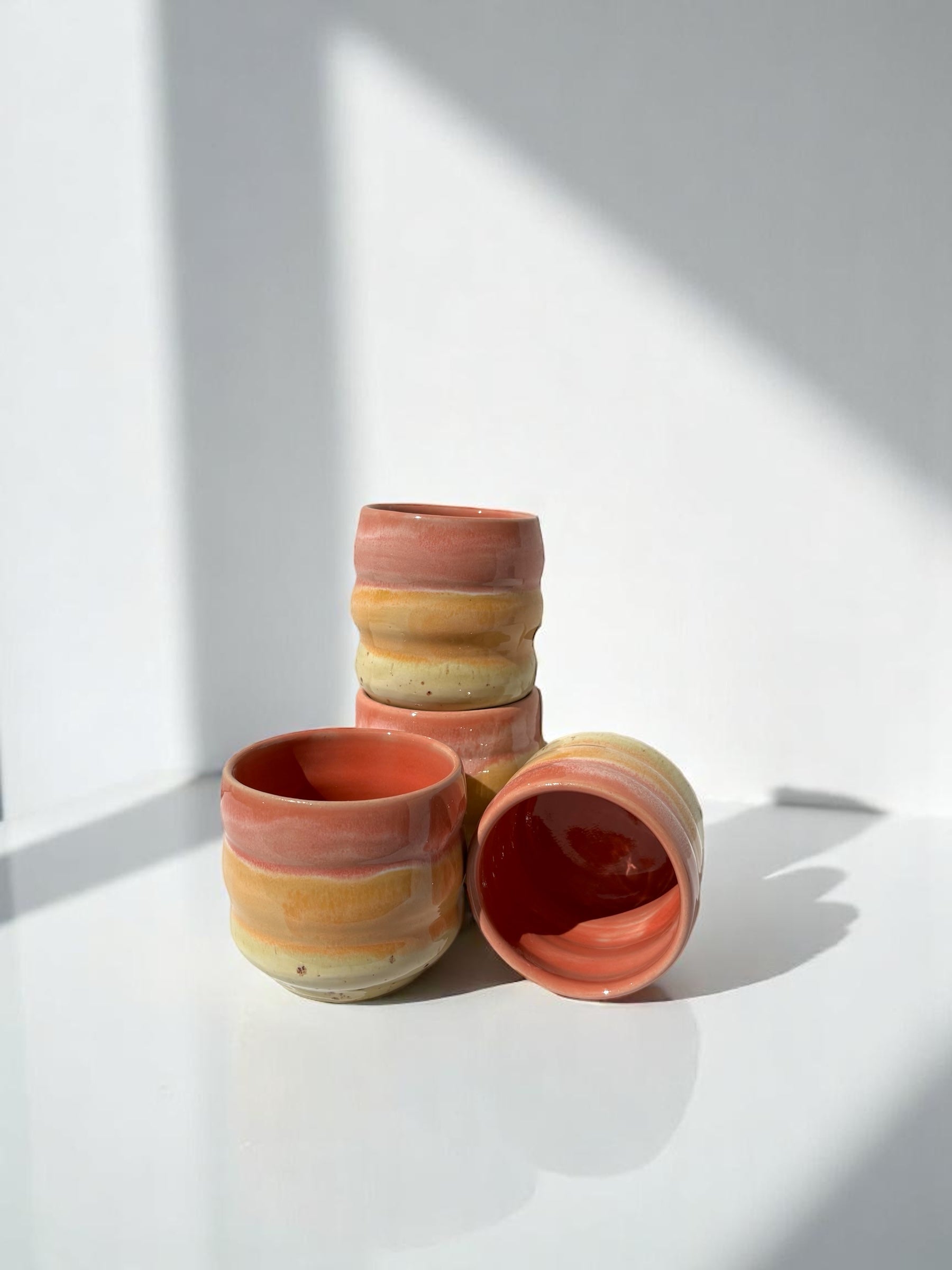 Handgemachte Keramiktasse - Bubble Cups Sunset