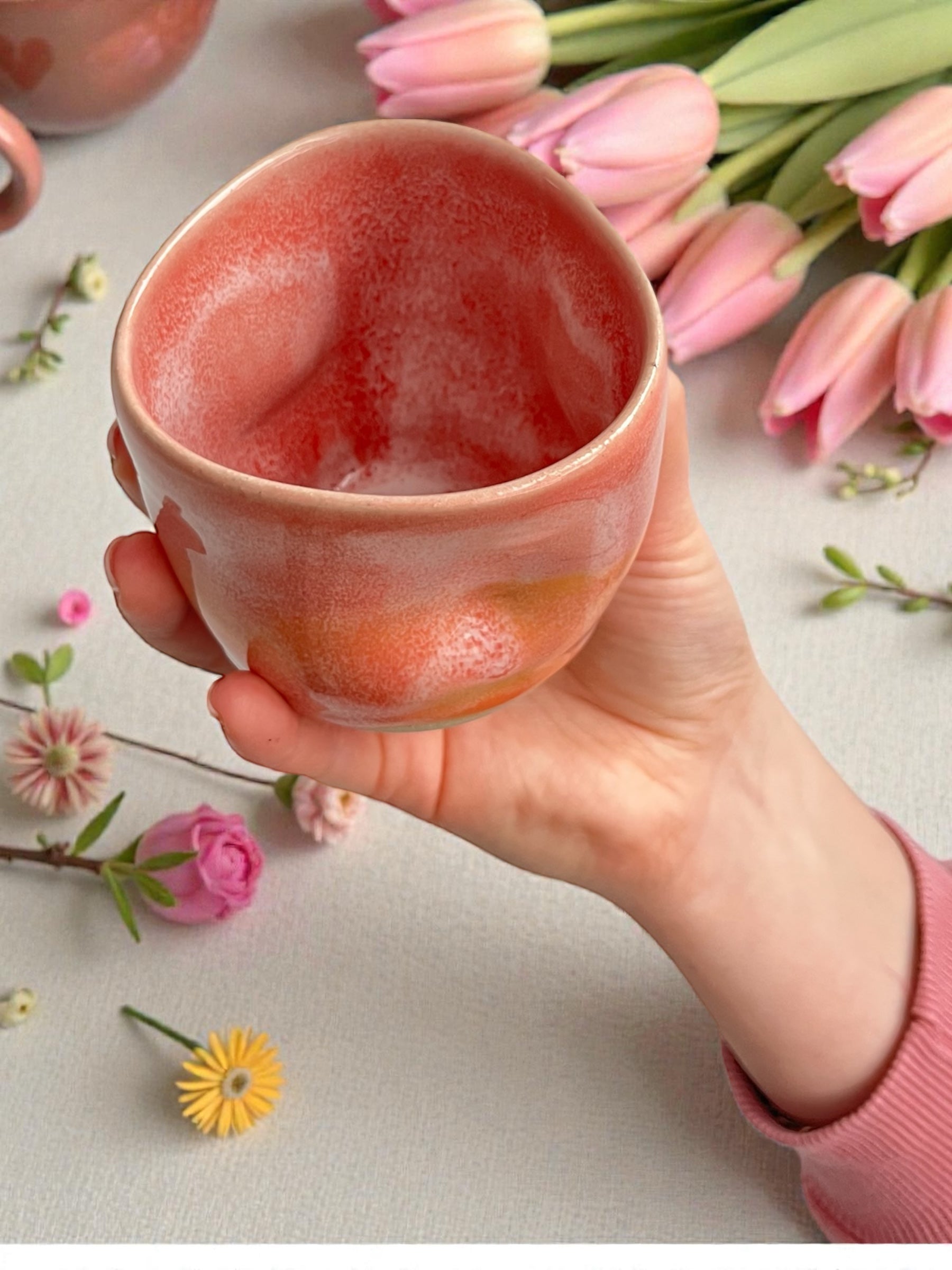 Handgemachte Keramiktasse - Peach