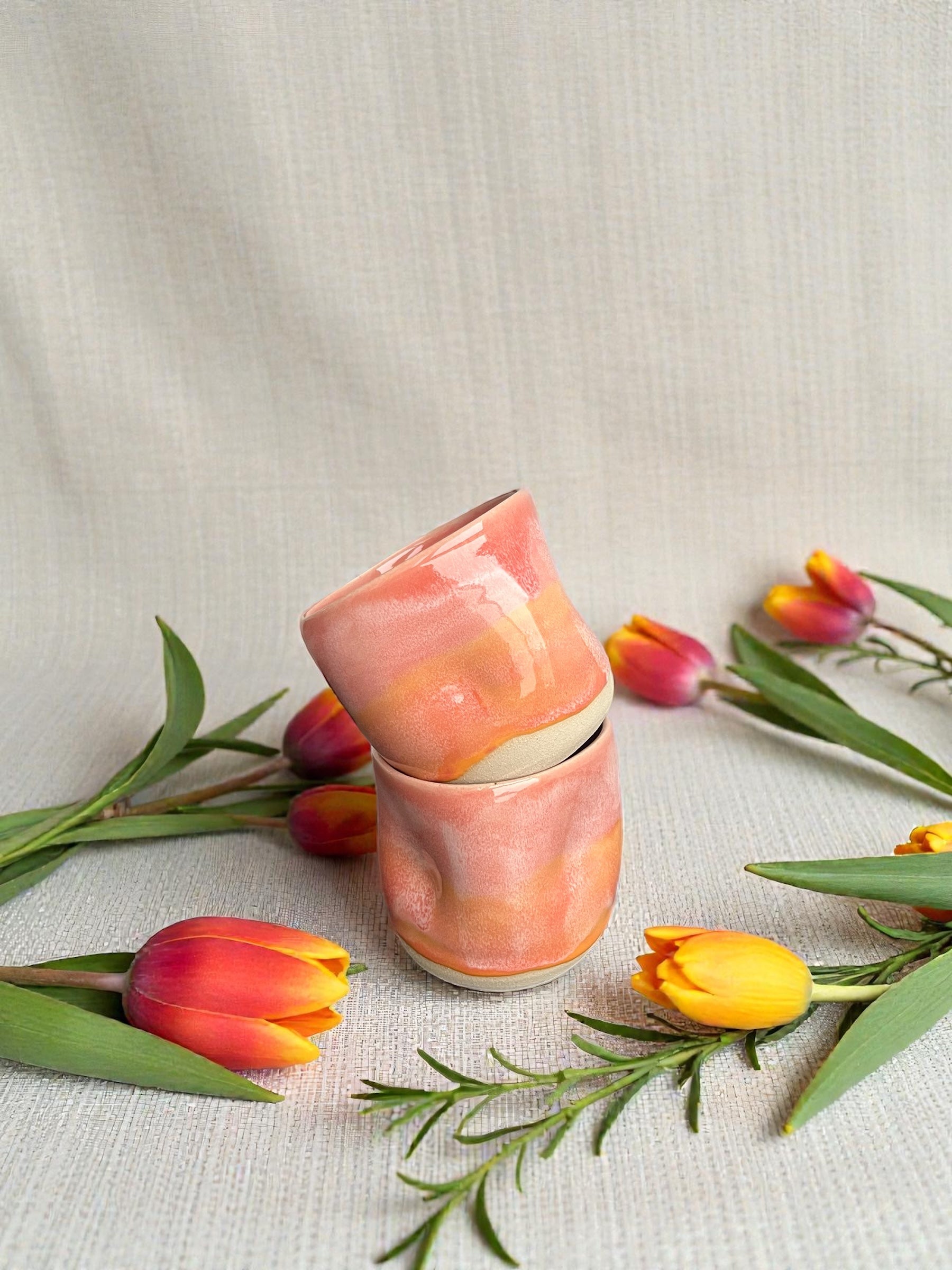 Handgemachte Keramiktasse - Peach