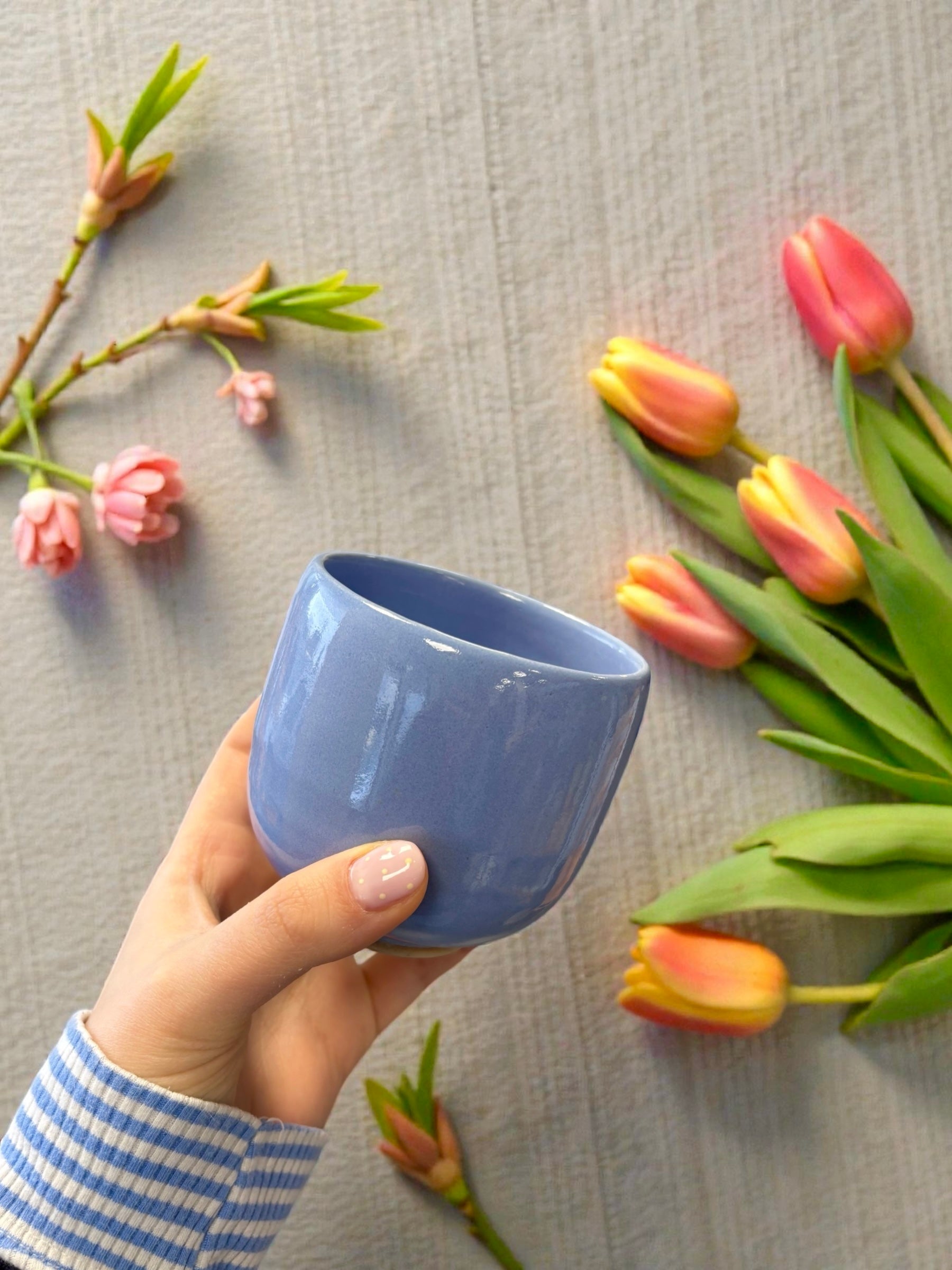 Handgemachte Keramiktasse - Poppy Blue