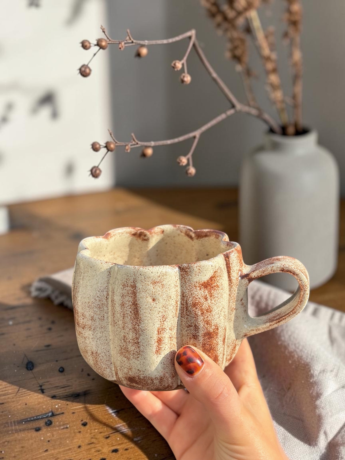 Handgemachte Keramiktasse - Pumpkin Spice