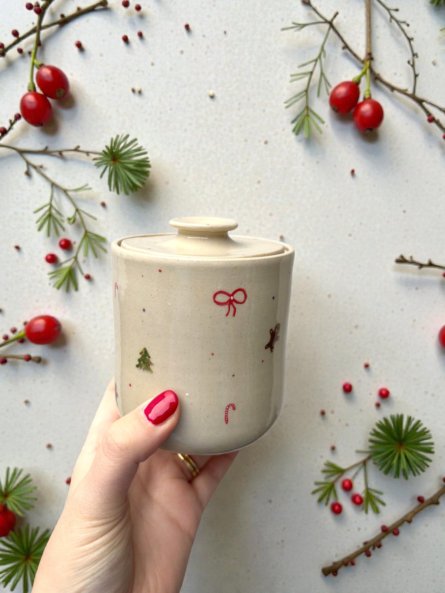 Handgemachte Keramikdose - Christmas Ceramic Jar