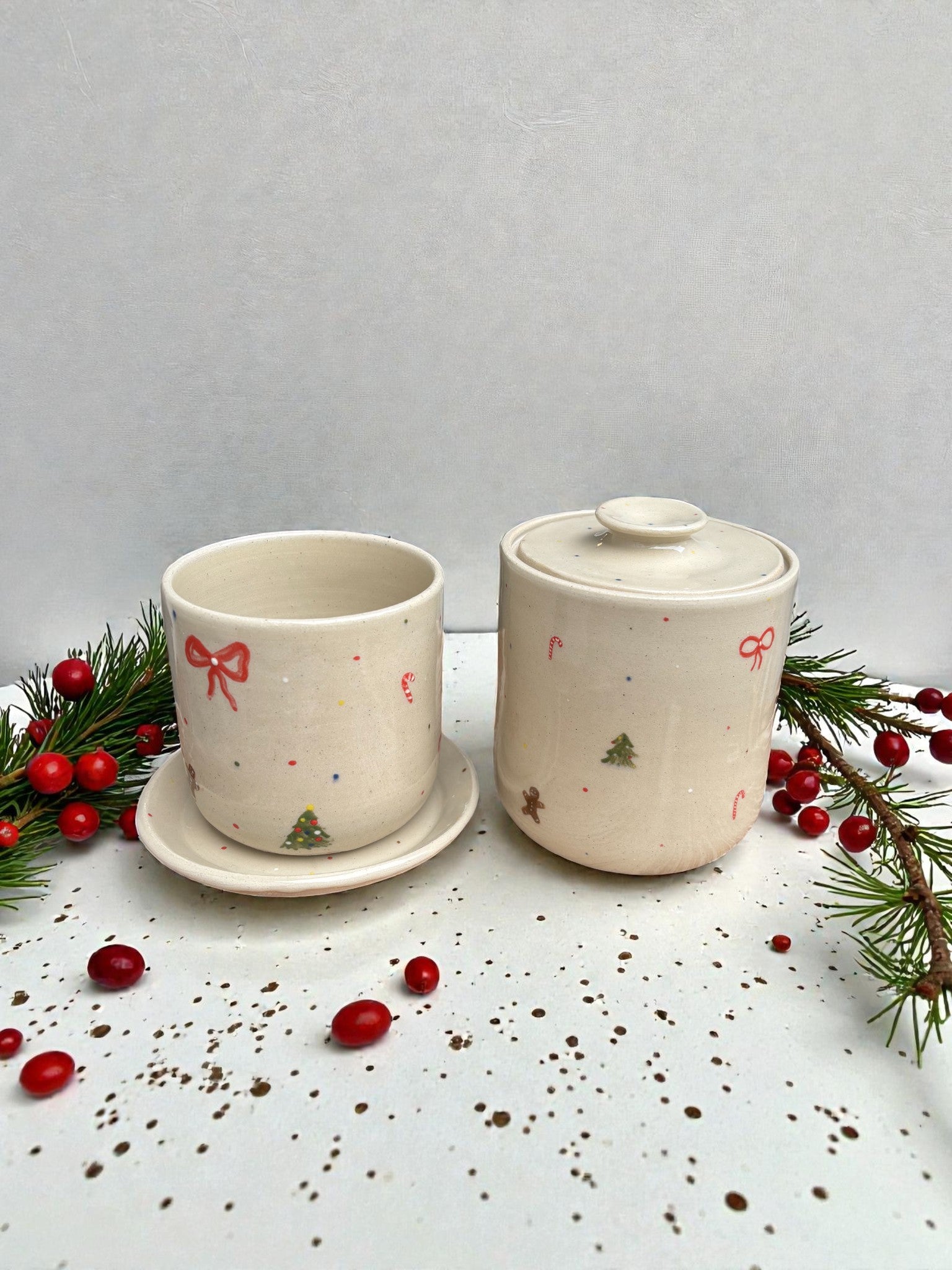 Handgemachte Keramikdose - Christmas Ceramic Jar