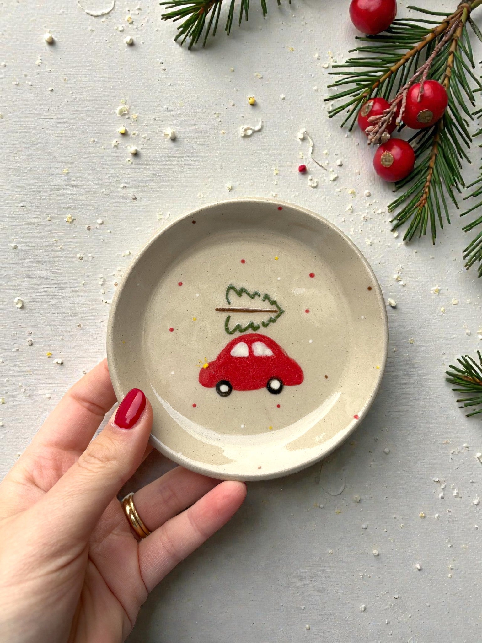 Handgemachte Keramikteller - Holiday Car Ride