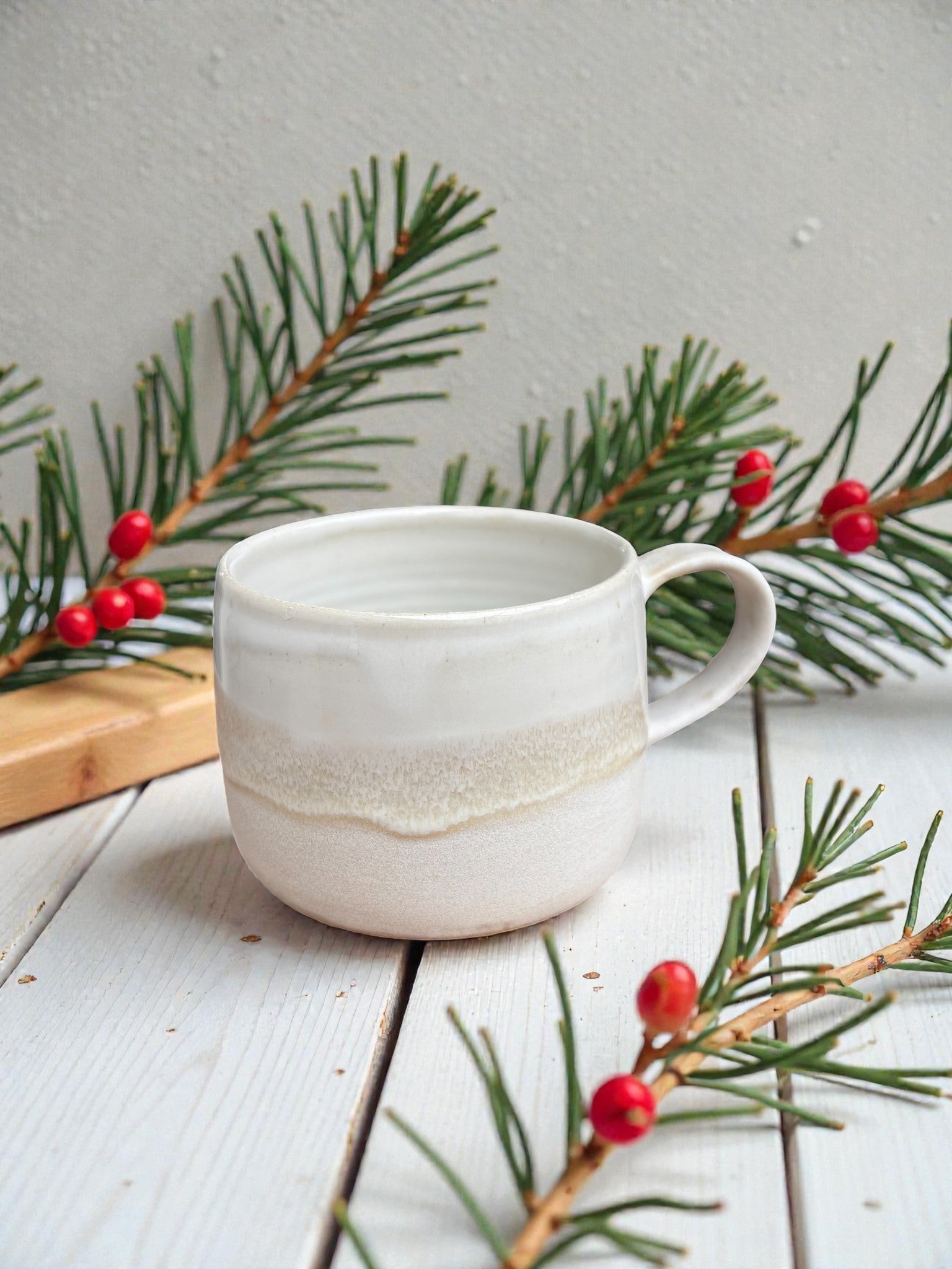 Handgemachte Keramiktasse - Snowdrift Cup Henkel