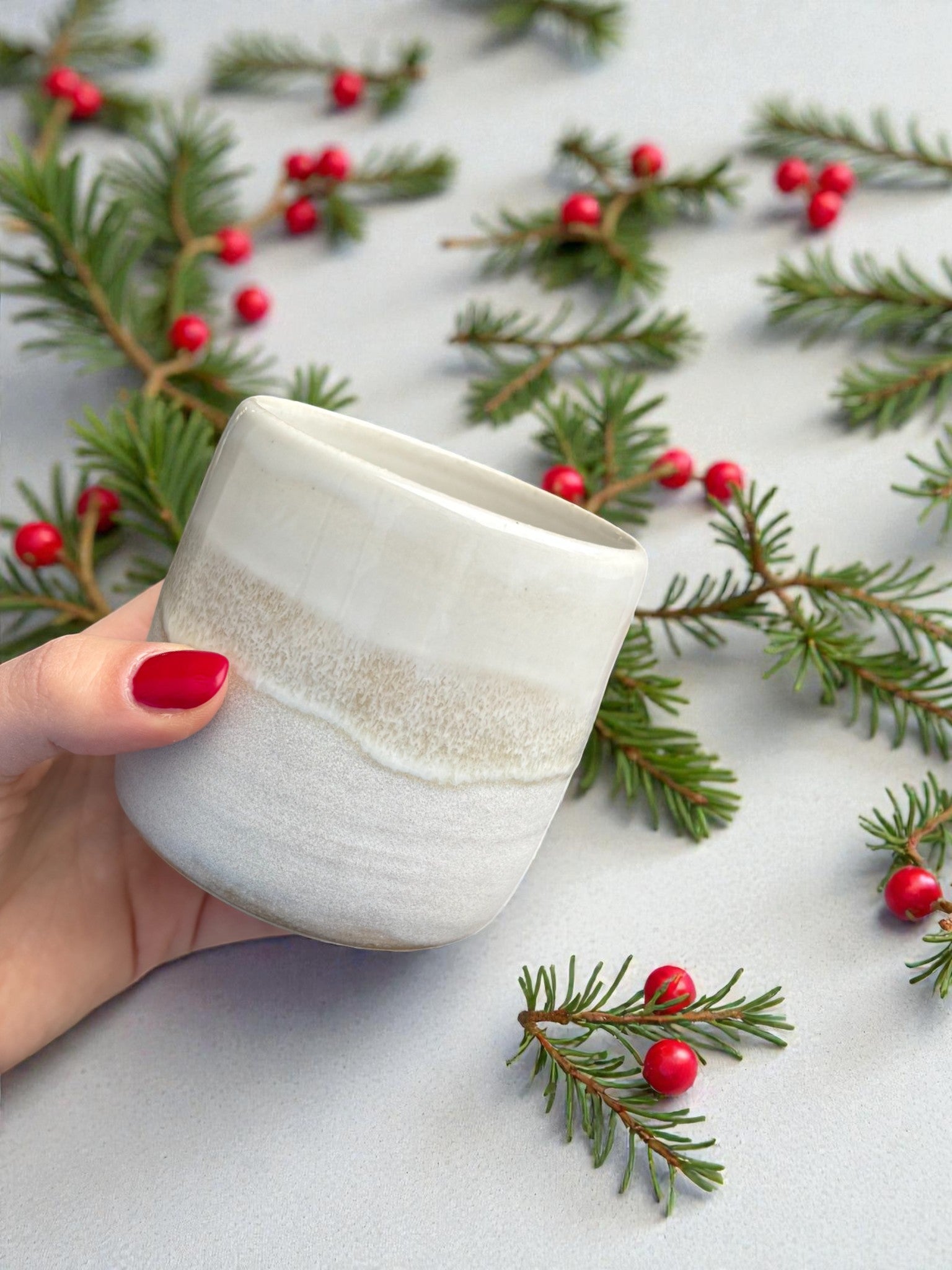 Handgemachte Keramiktasse - Snowdrift Cup