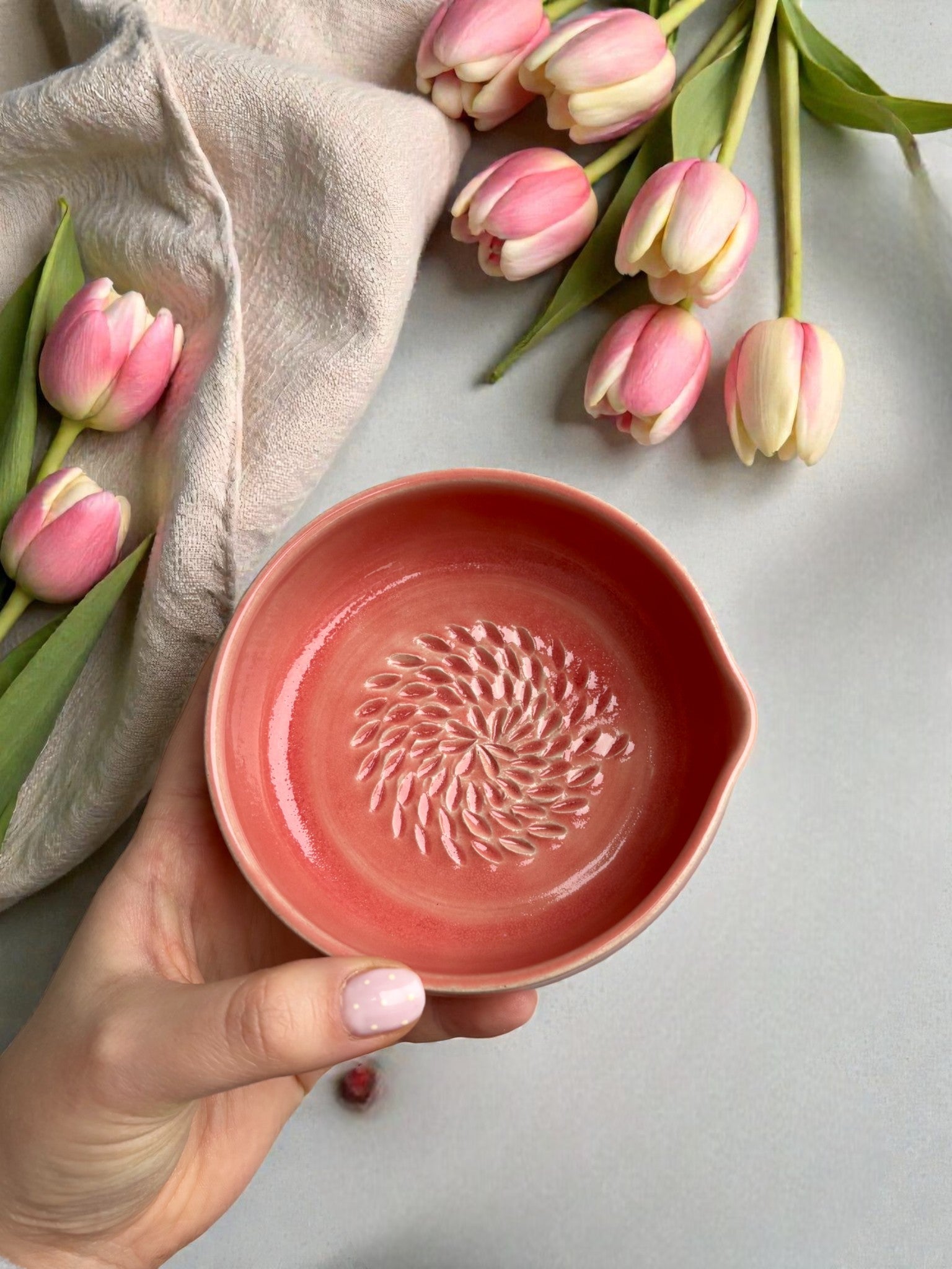 Handgemachte Keramikreibe - Rosy