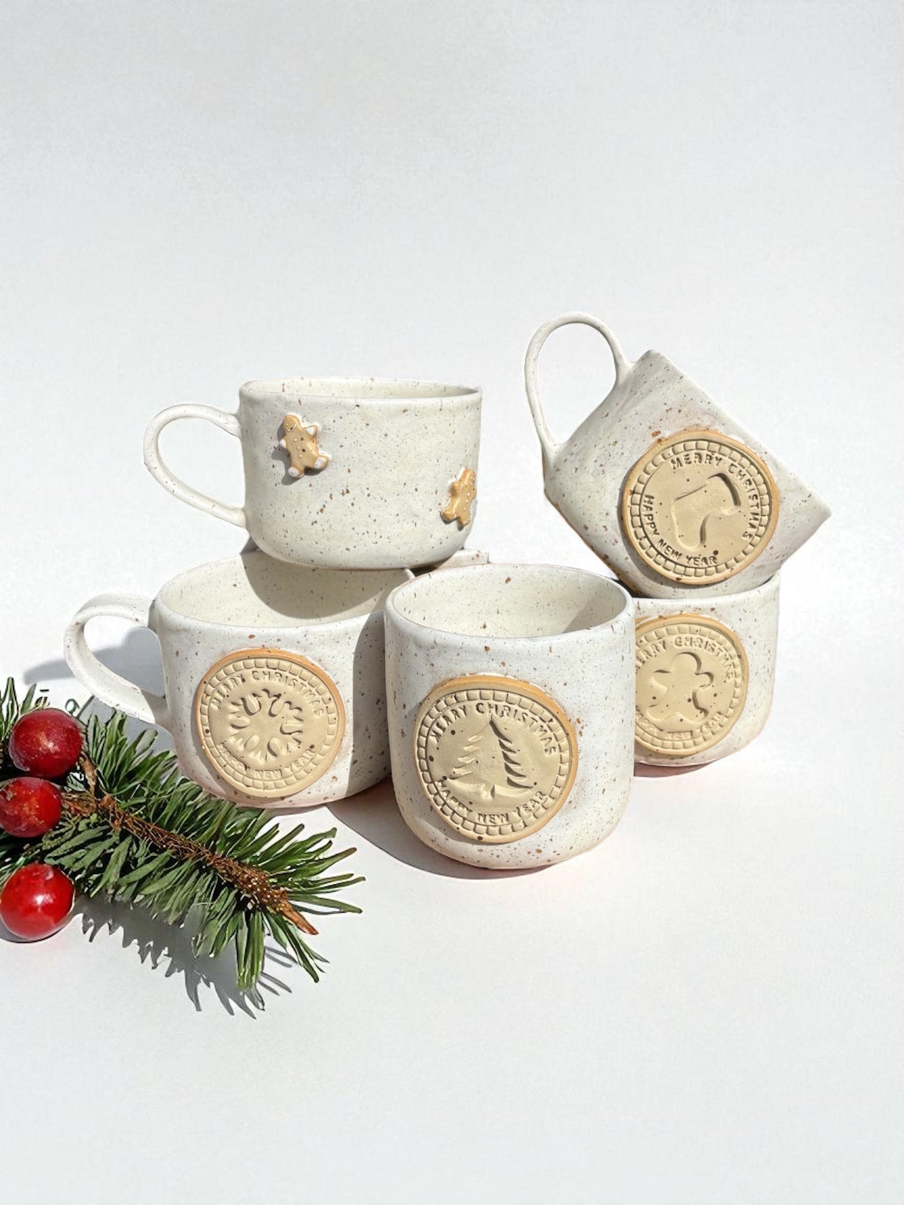 Handgemachte Keramiktasse - Snowflake Cup Henkel