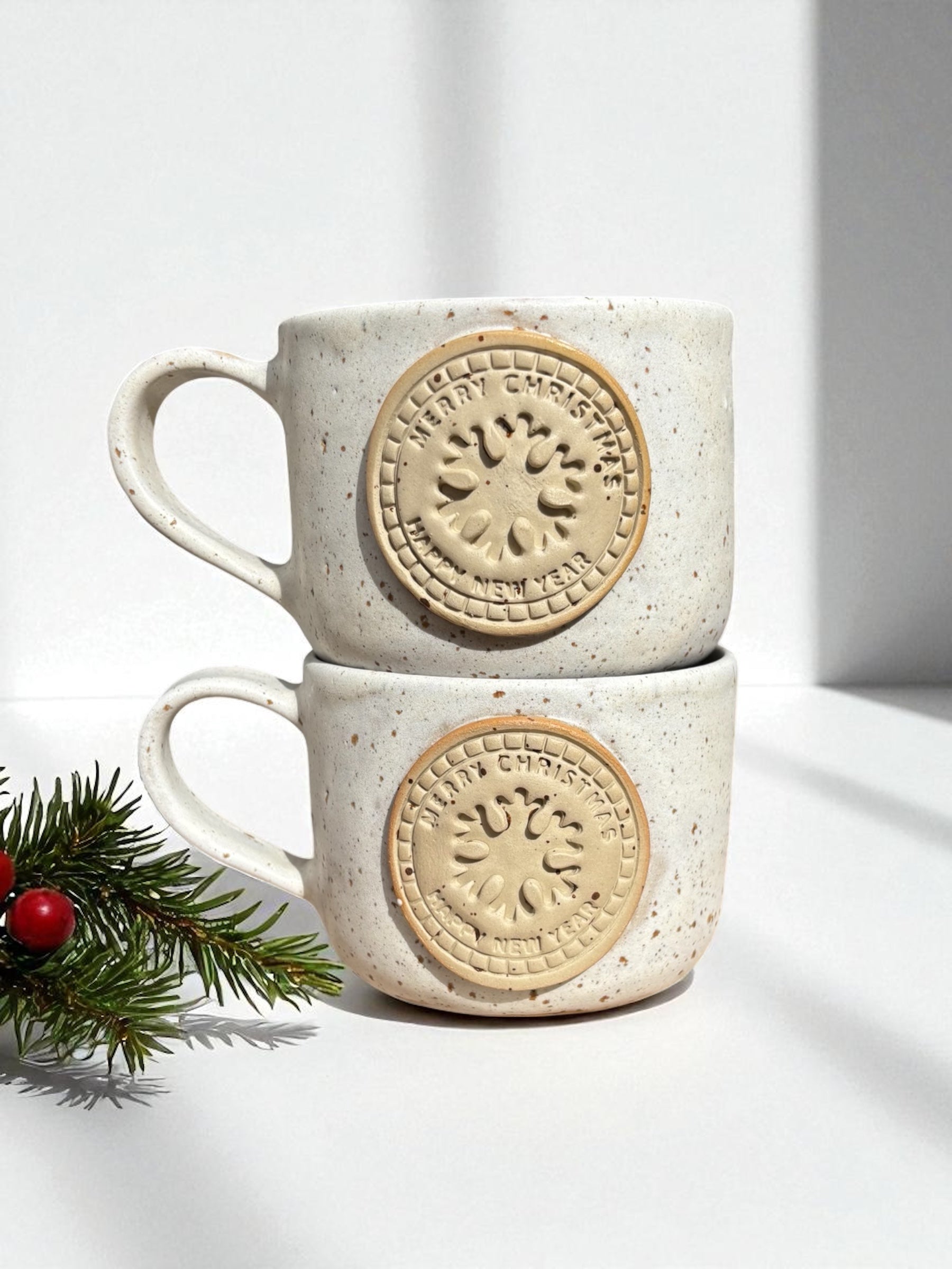 Handgemachte Keramiktasse - Snowflake Cup Henkel