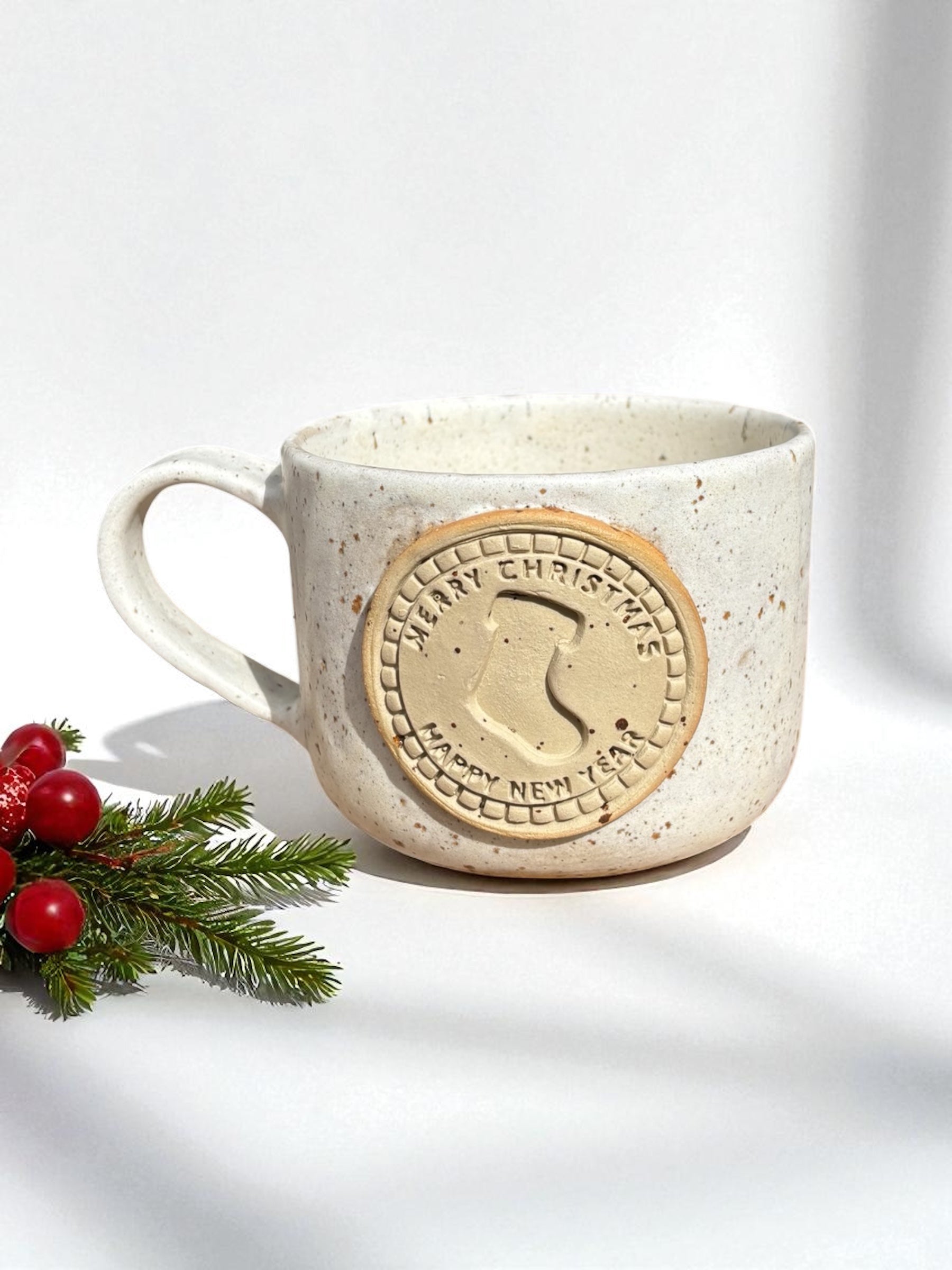 Handgemachte Keramiktasse - Christmas Stockings Cup Henkel