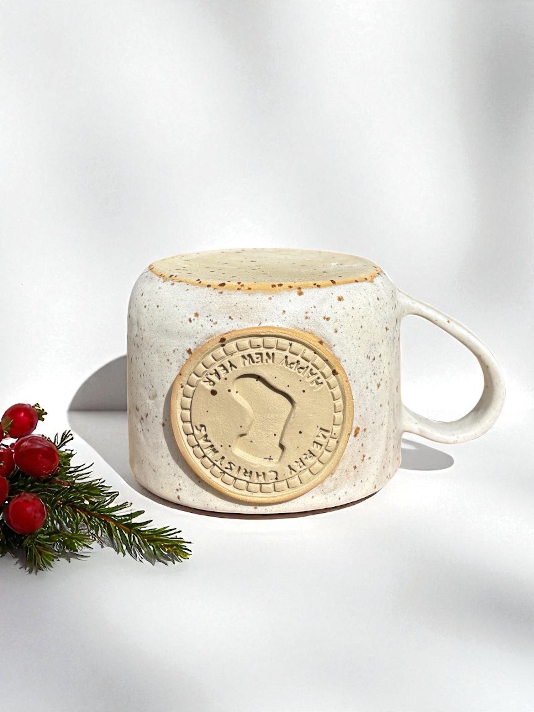 Handgemachte Keramiktasse - Christmas Stockings Cup Henkel