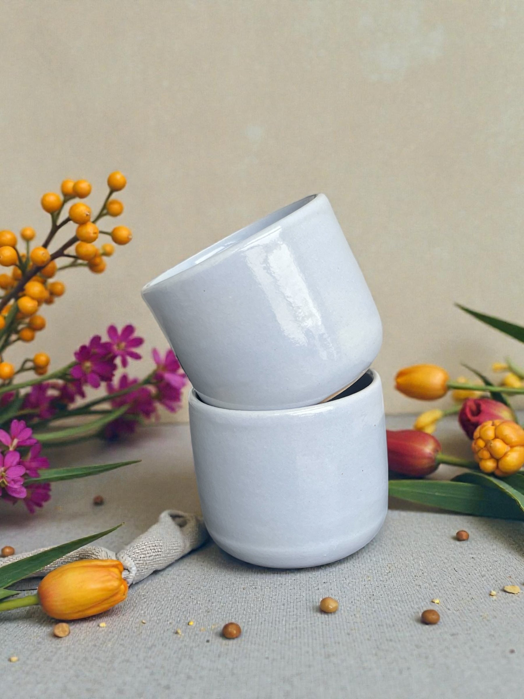 Handgemachte Keramiktasse - Poppy Baby Blue