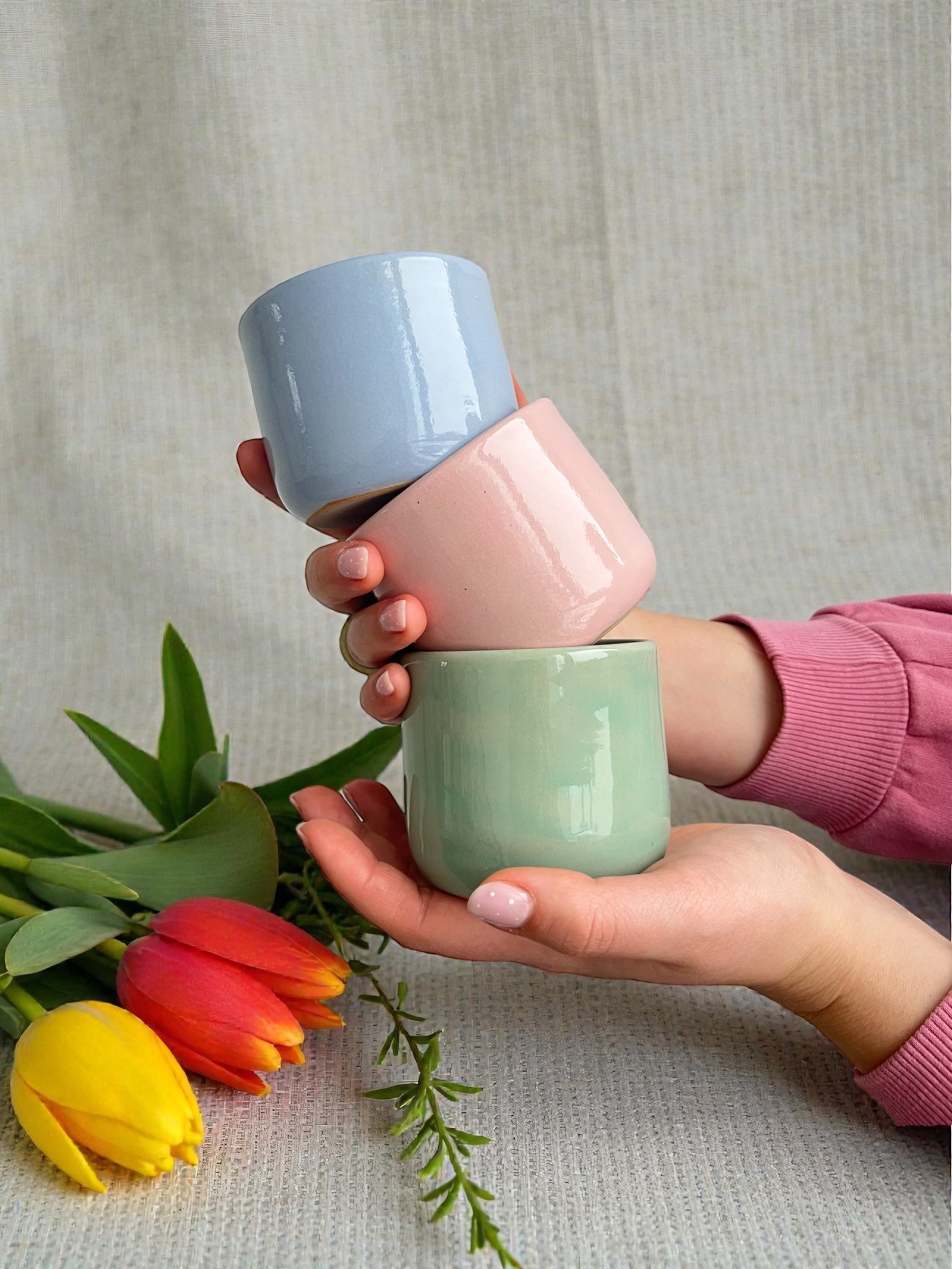 Handgemachte Keramiktasse - Poppy Baby Pink
