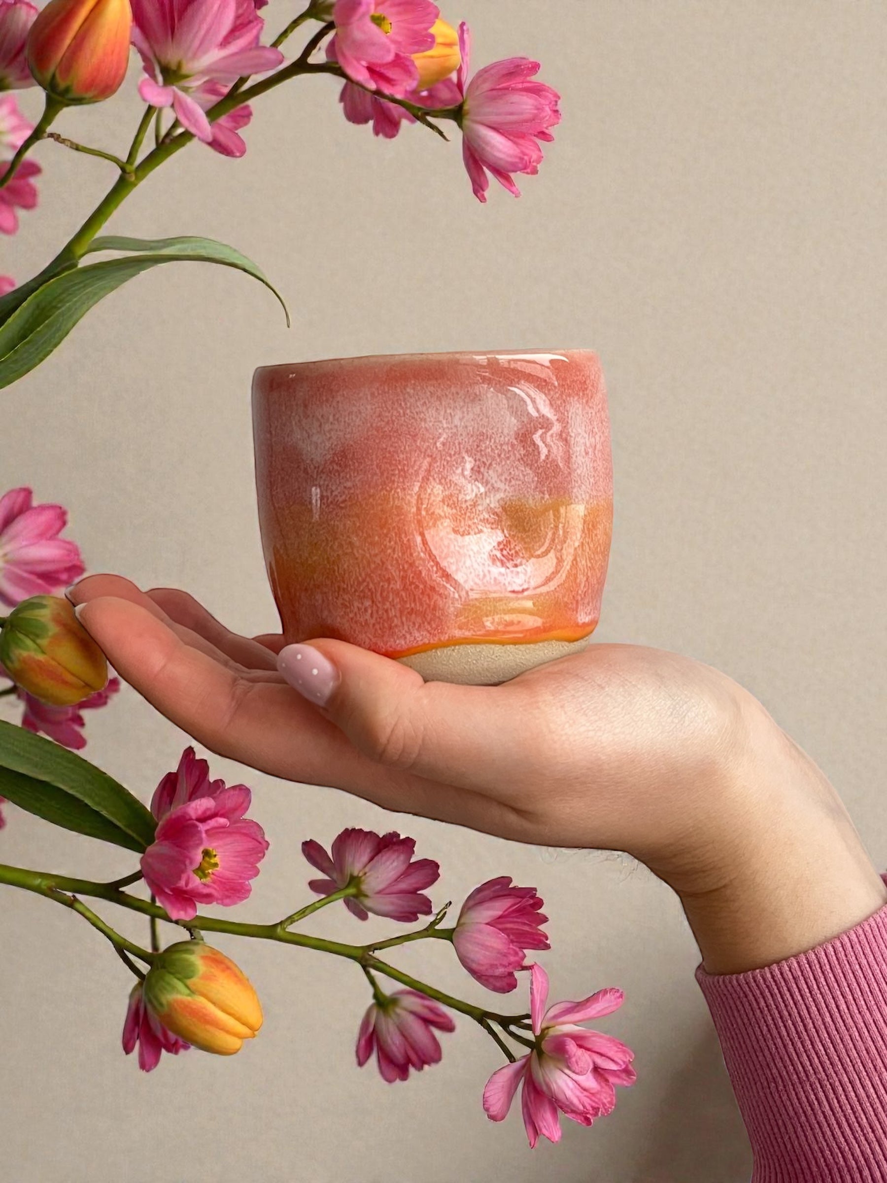 Handgemachte Keramiktasse - Peach