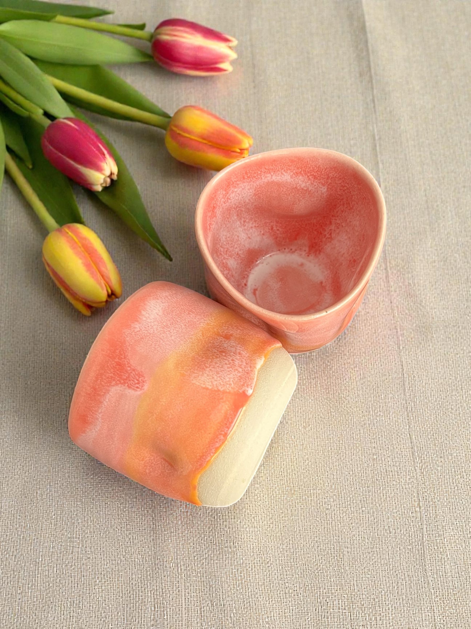 Handgemachte Keramiktasse - Peach