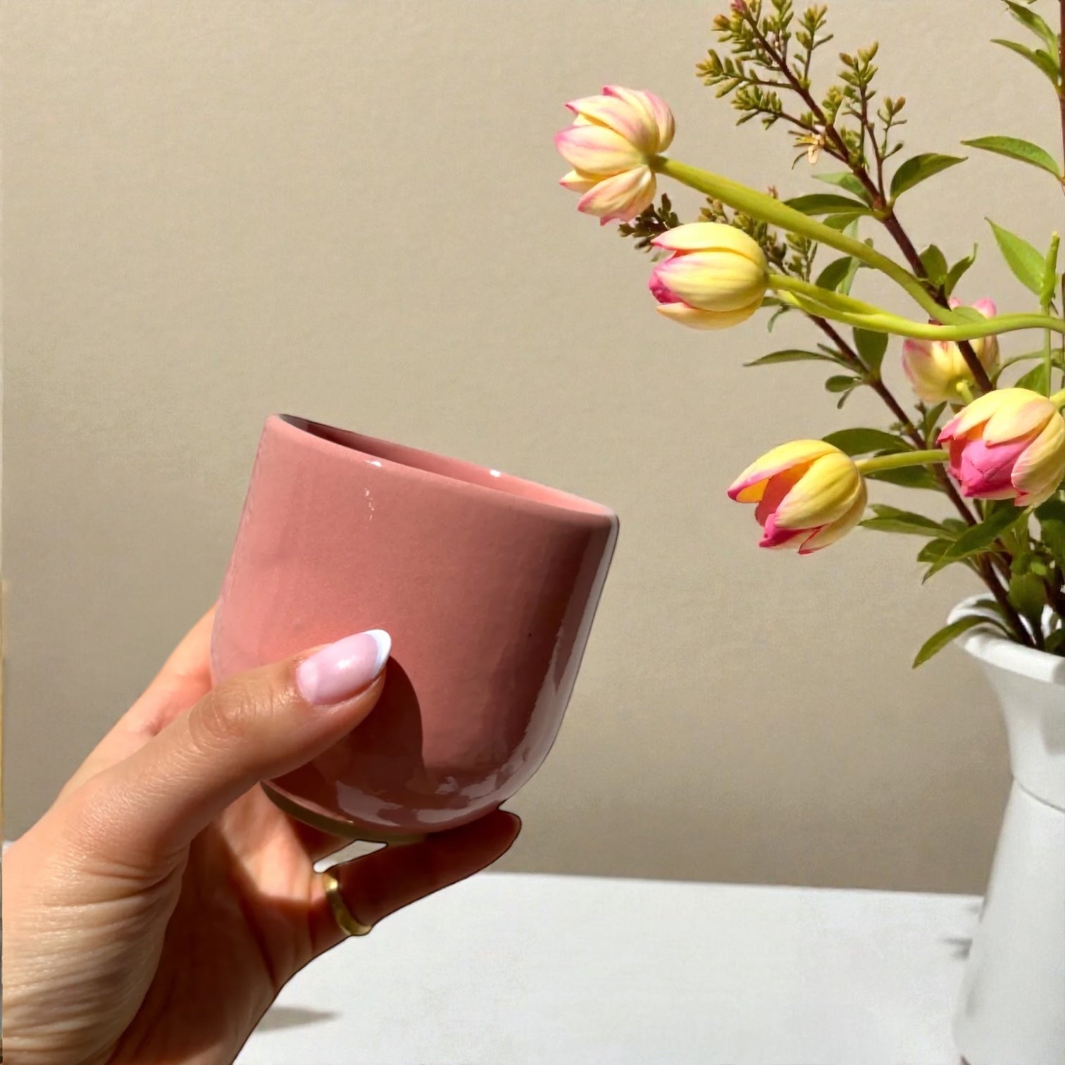Handgemachte Keramiktasse - Poppy Pink