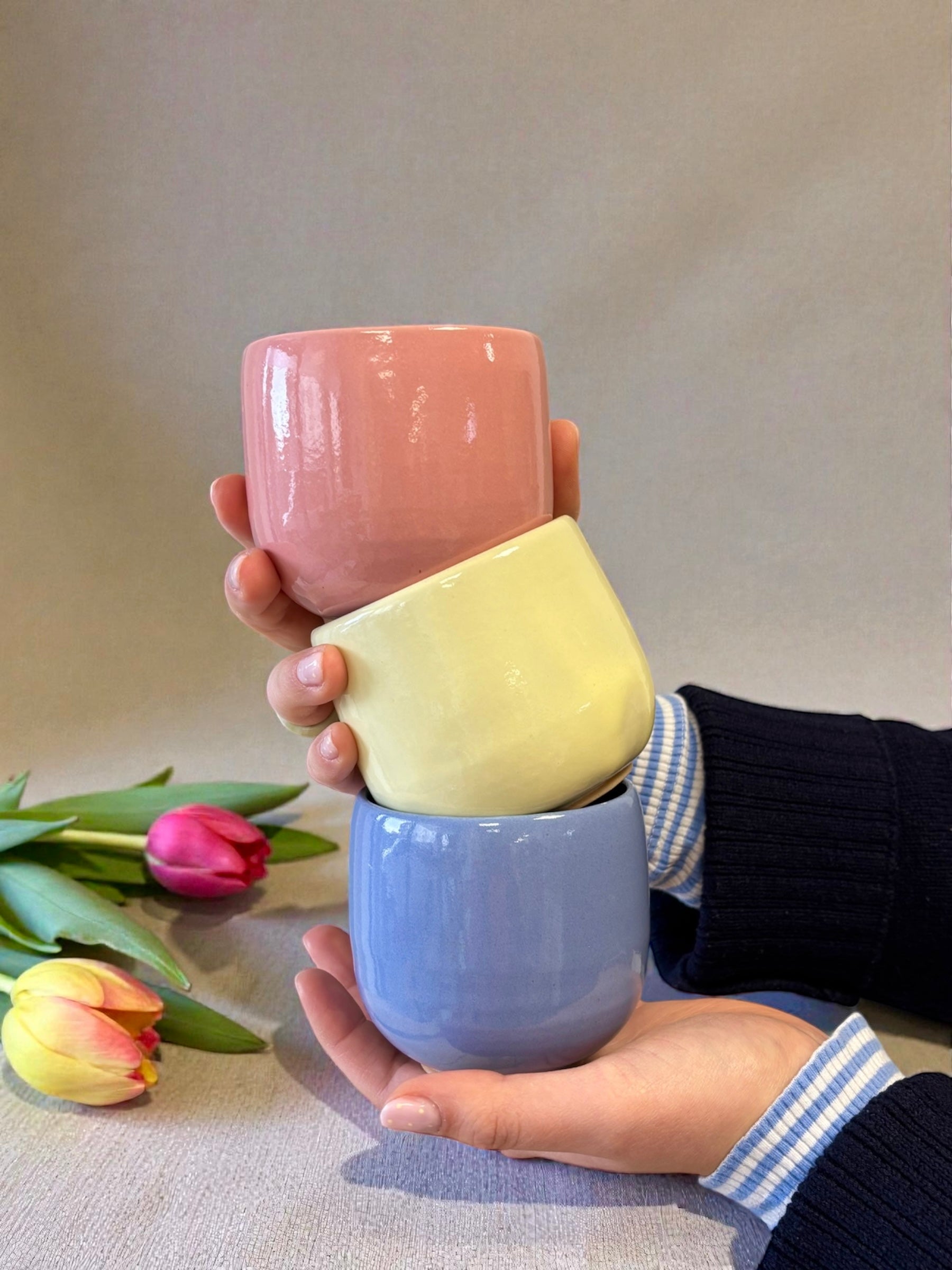 Handgemachte Keramiktasse - Poppy Blue