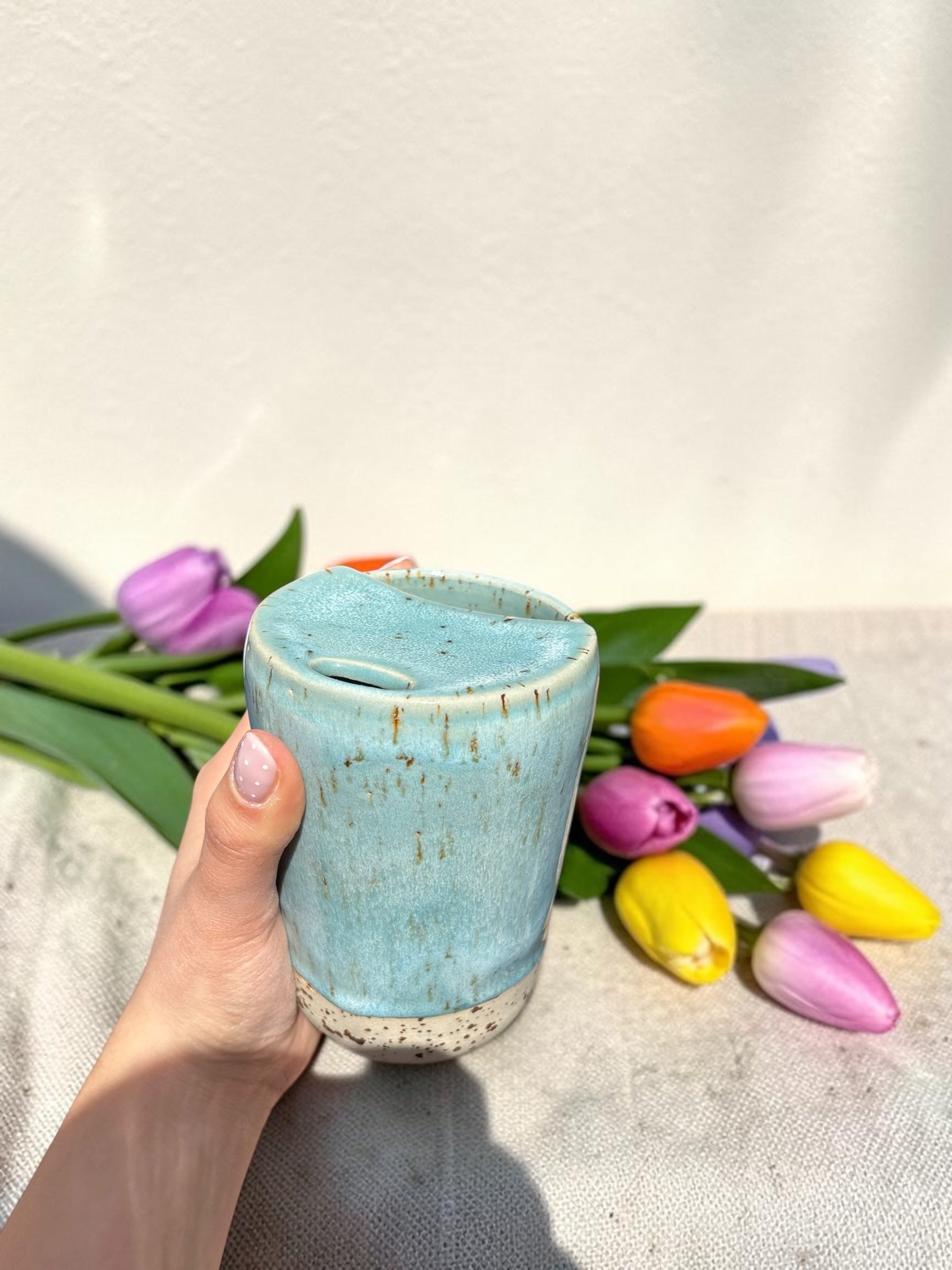 Handgemachte Keramiktasse - To Go Mug Sky
