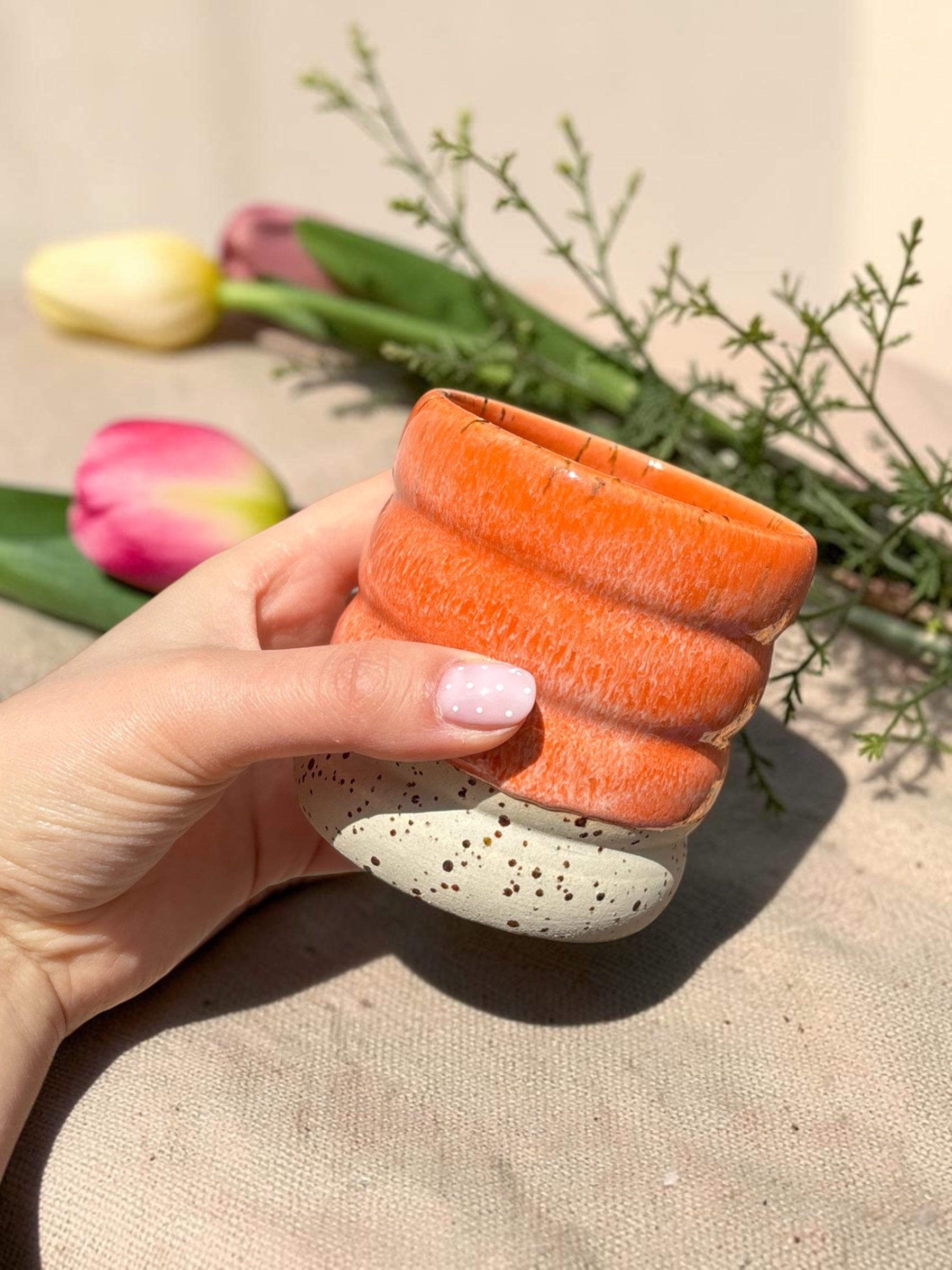 Handgemachte Keramiktasse - Bubble Orange