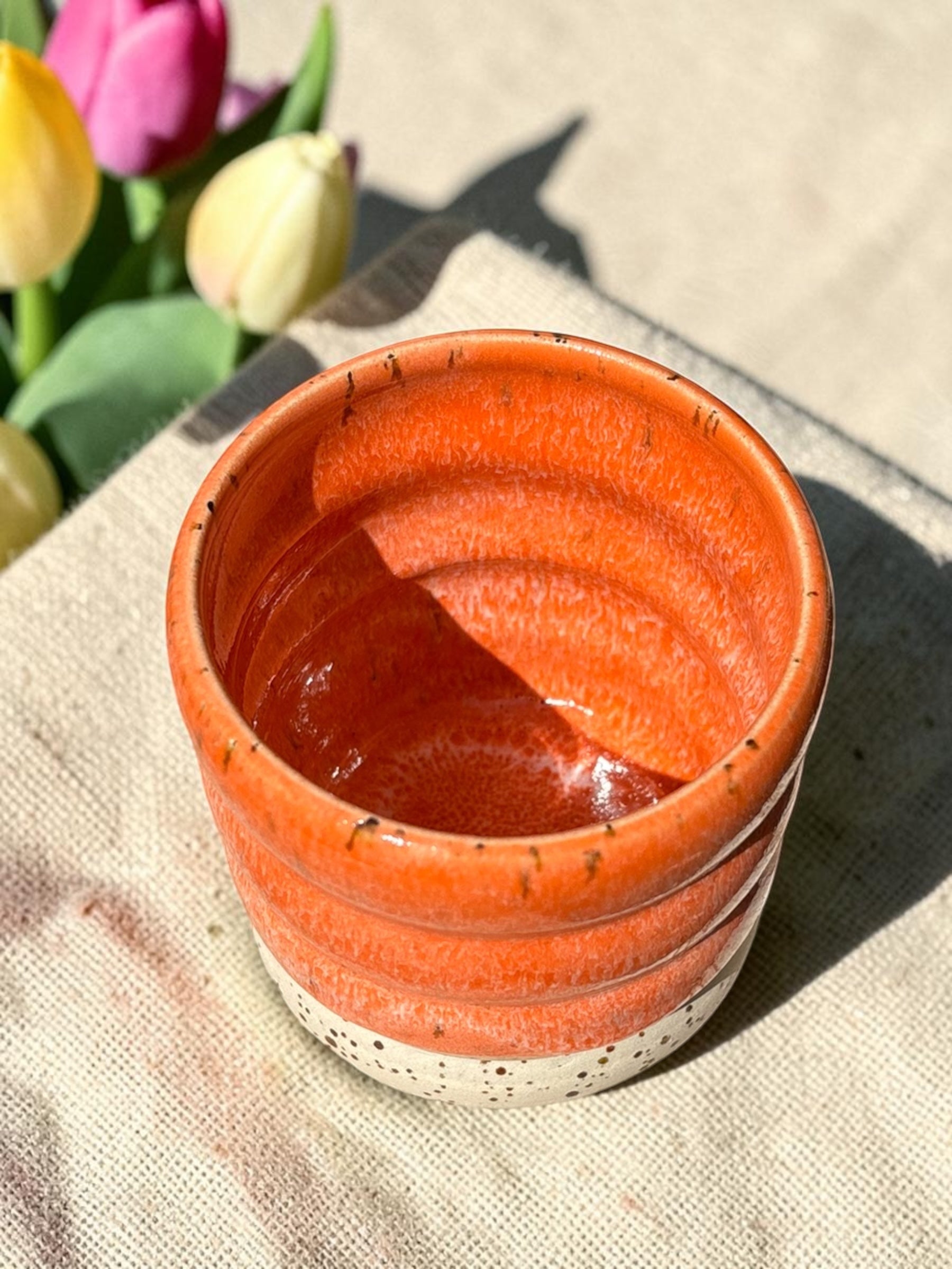 Handgemachte Keramiktasse - Bubble Orange