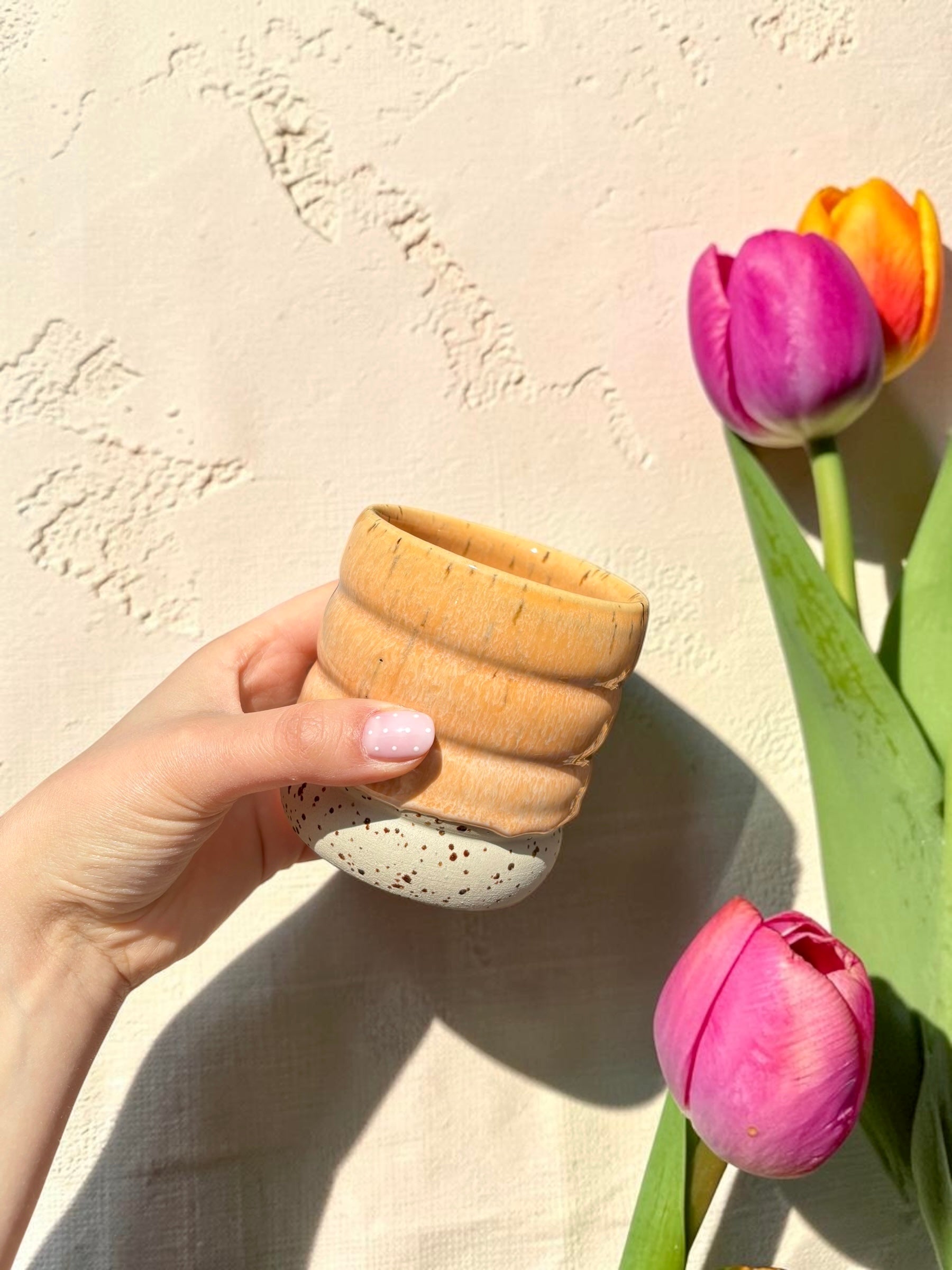 Handgemachte Keramiktasse - Bubble Peach
