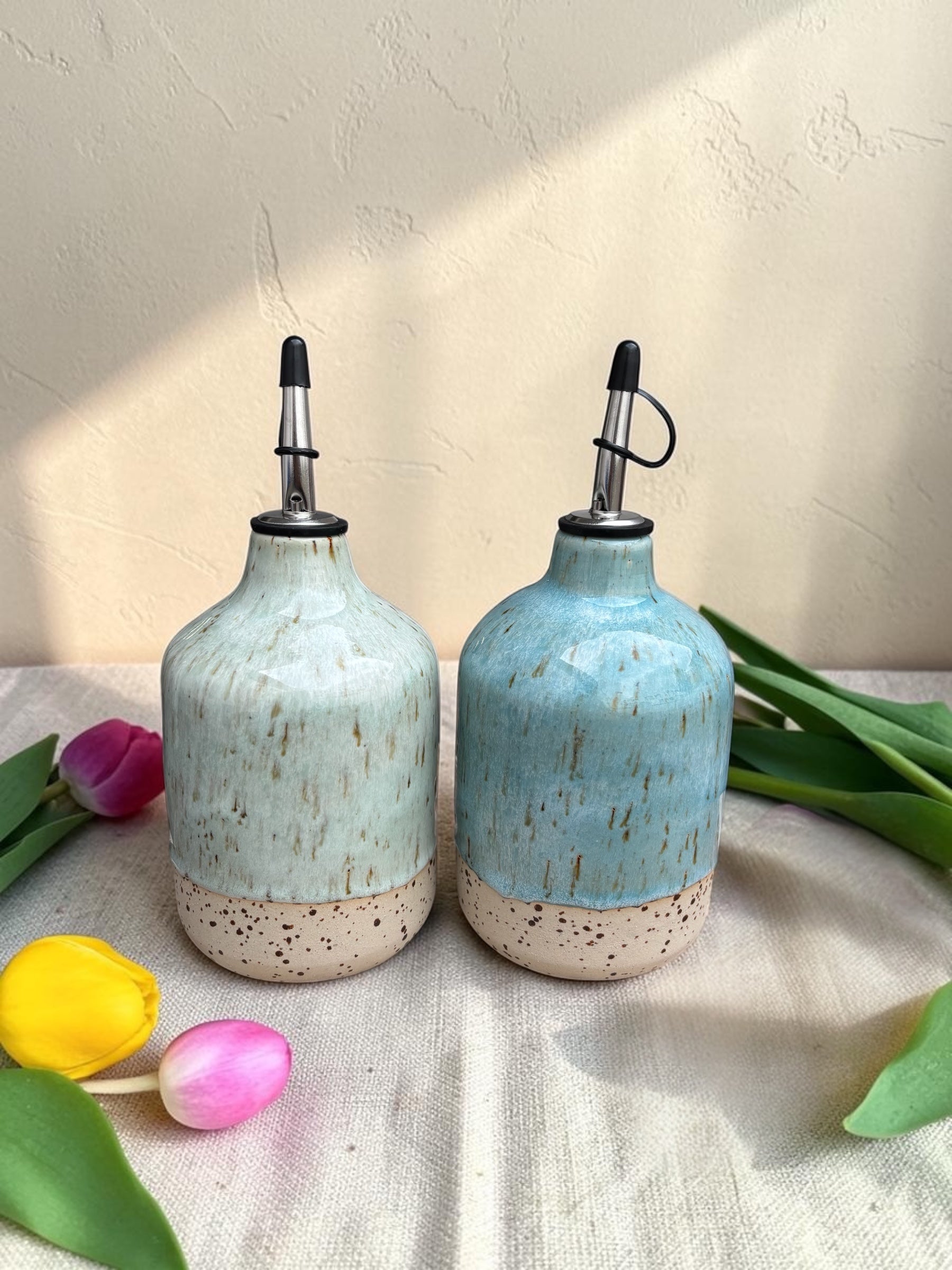 Handgemachte Keramikölflasche - Sky
