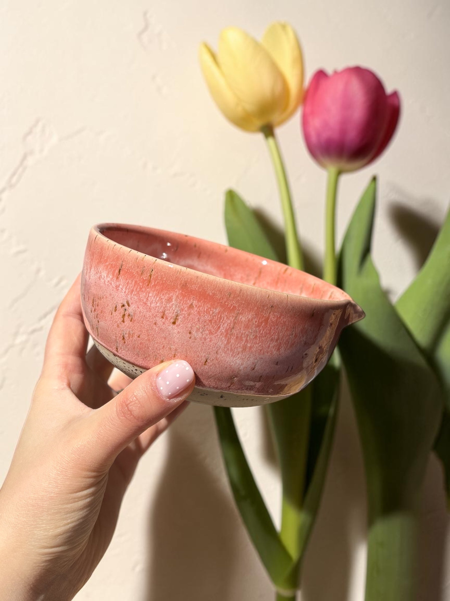 Keramik Matcha Bowl mit Chasenhalter – Rosy