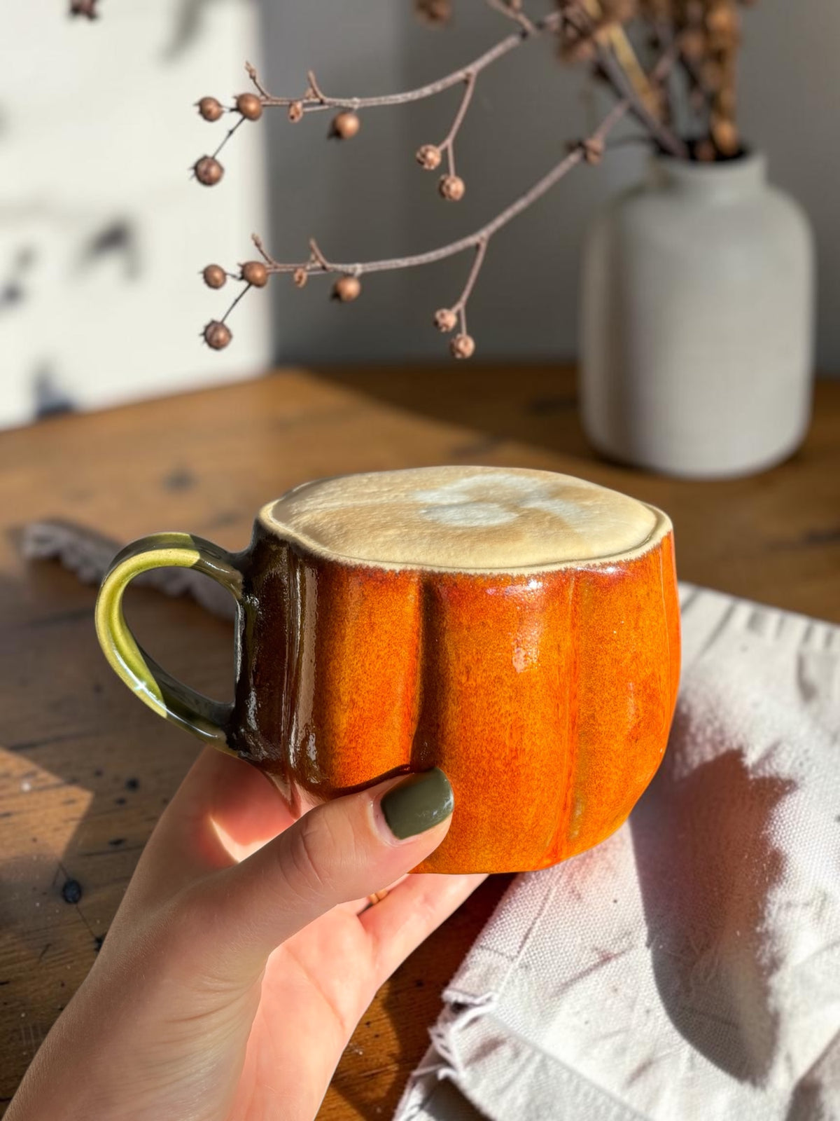 Handgemachte Keramiktasse - Pumpkin