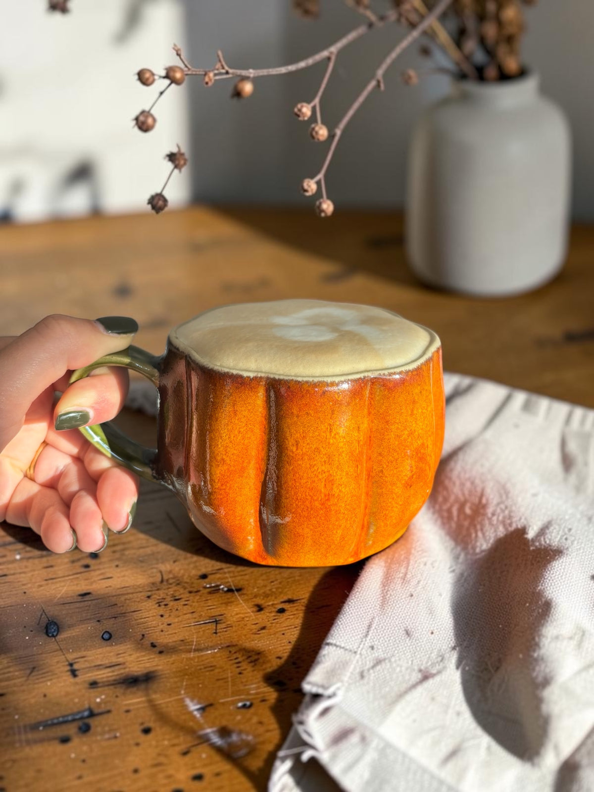 Handgemachte Keramiktasse - Pumpkin
