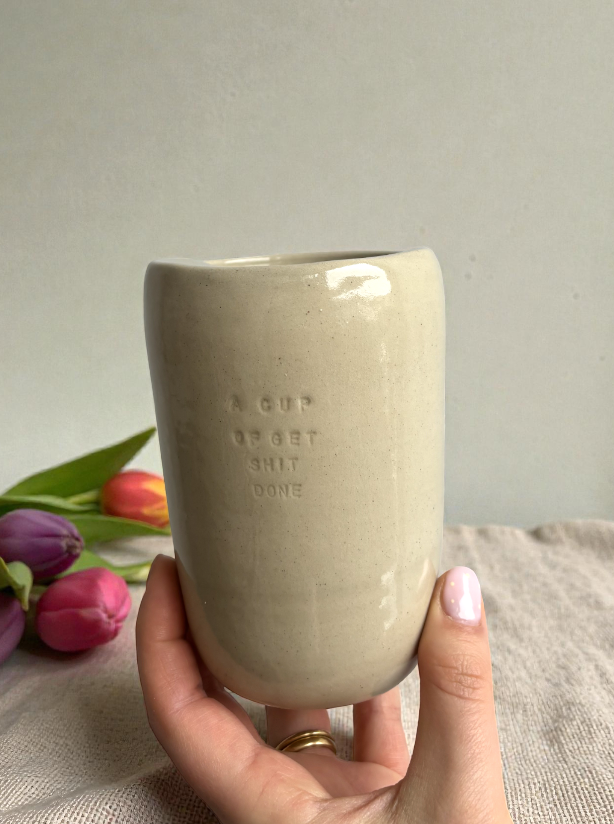 Handgemachte Keramiktasse - To Go Mug "Get Shit Done"
